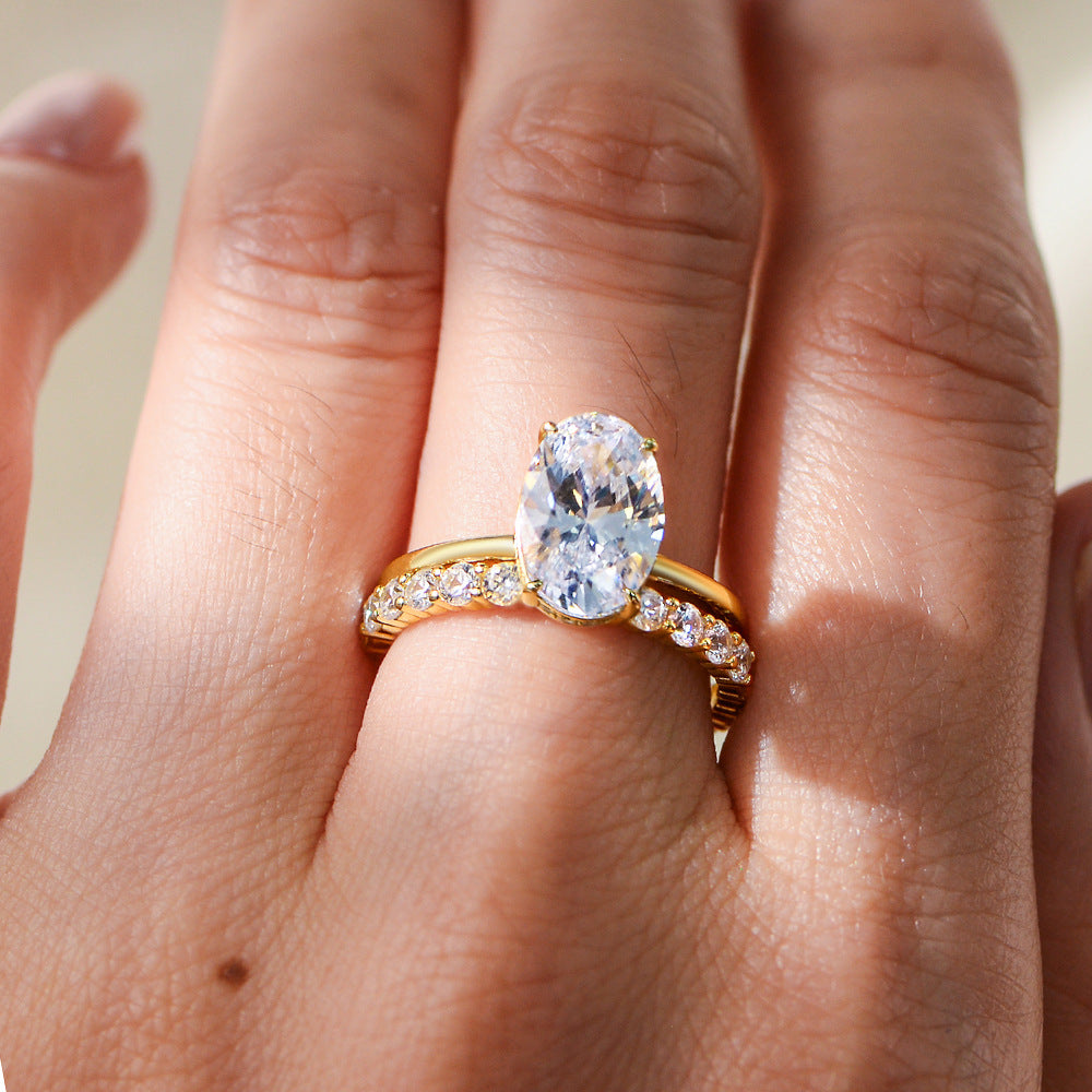 S925 2pc 4.5CT Solitare Oval Ring