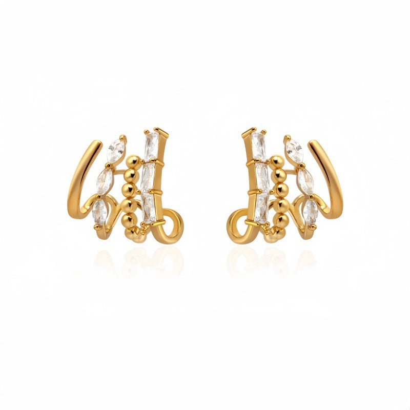Diamond Accented Claw Stud Earrings