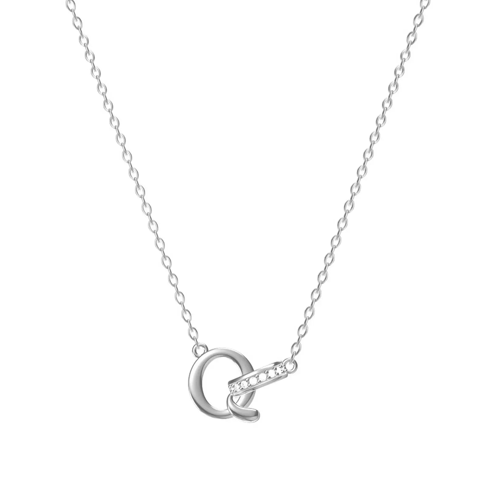 Dainty Forever Connected Initial Halo Necklace