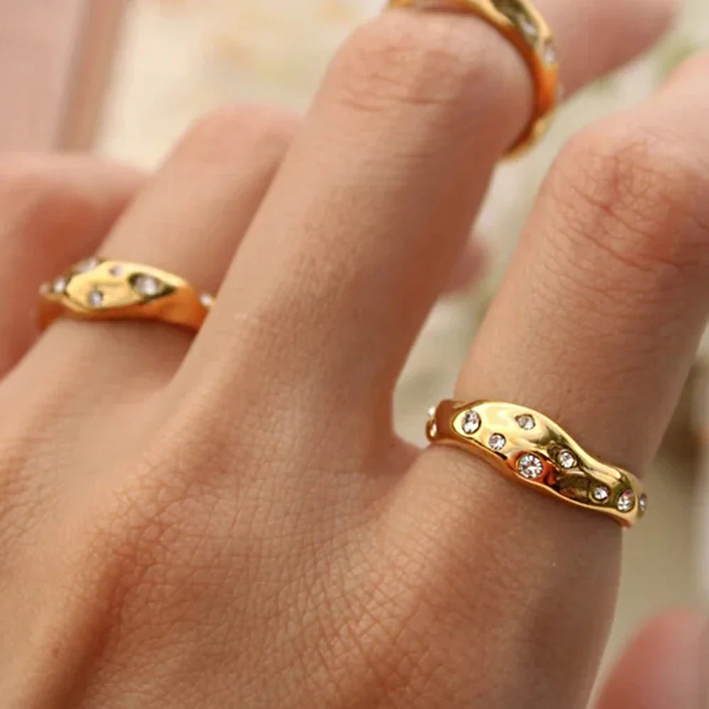 Gold Diamond Embedded Ring