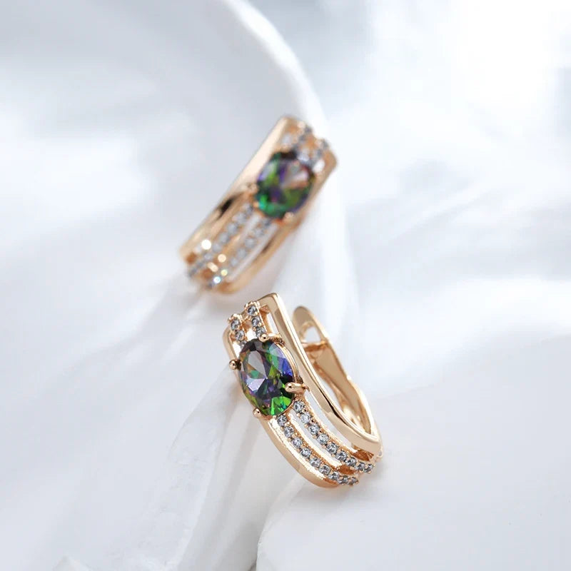 C Shaped Diamond Accented Centerpiece Earrings