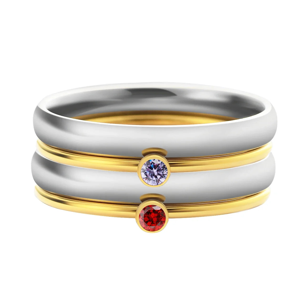 Personalized Name & Birthstone Stack Rings