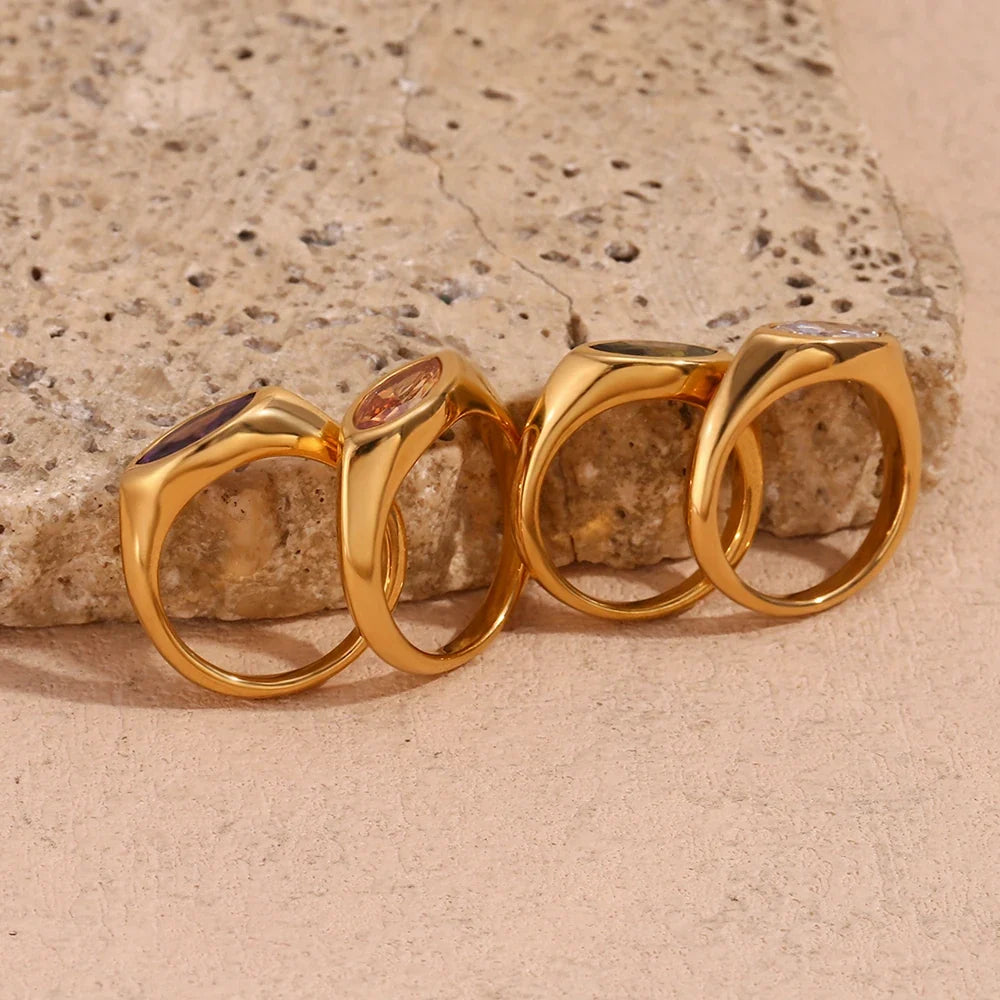 18k Oval Diamond Cut Ring