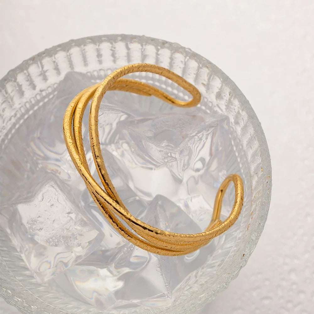 18k Interlaced Trio Bangle Cuff Bracelet