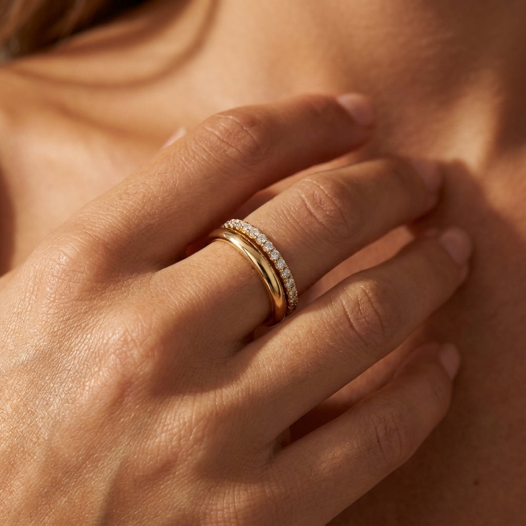 2pc CZ + Smooth Finish Stacking Rings