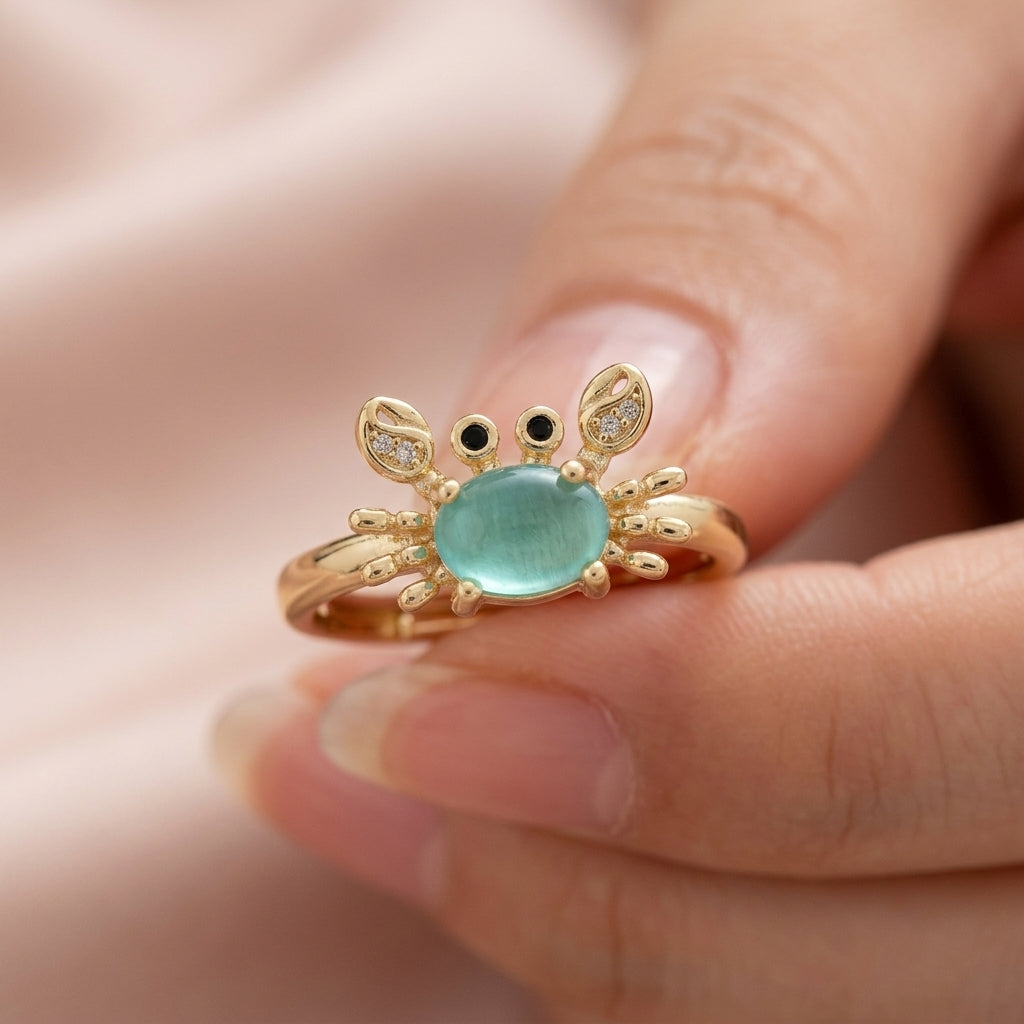 Adjustable Cute Mini Crab Ring