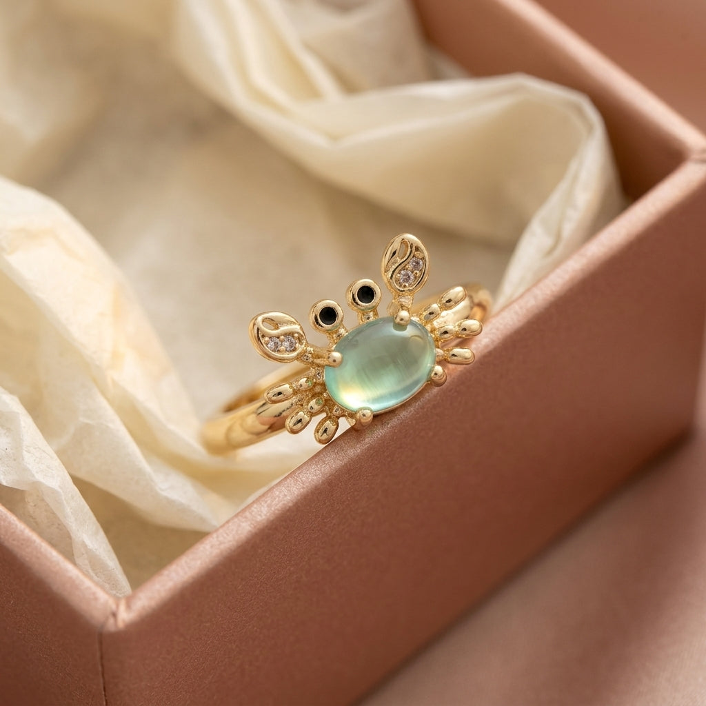 Adjustable Cute Mini Crab Ring