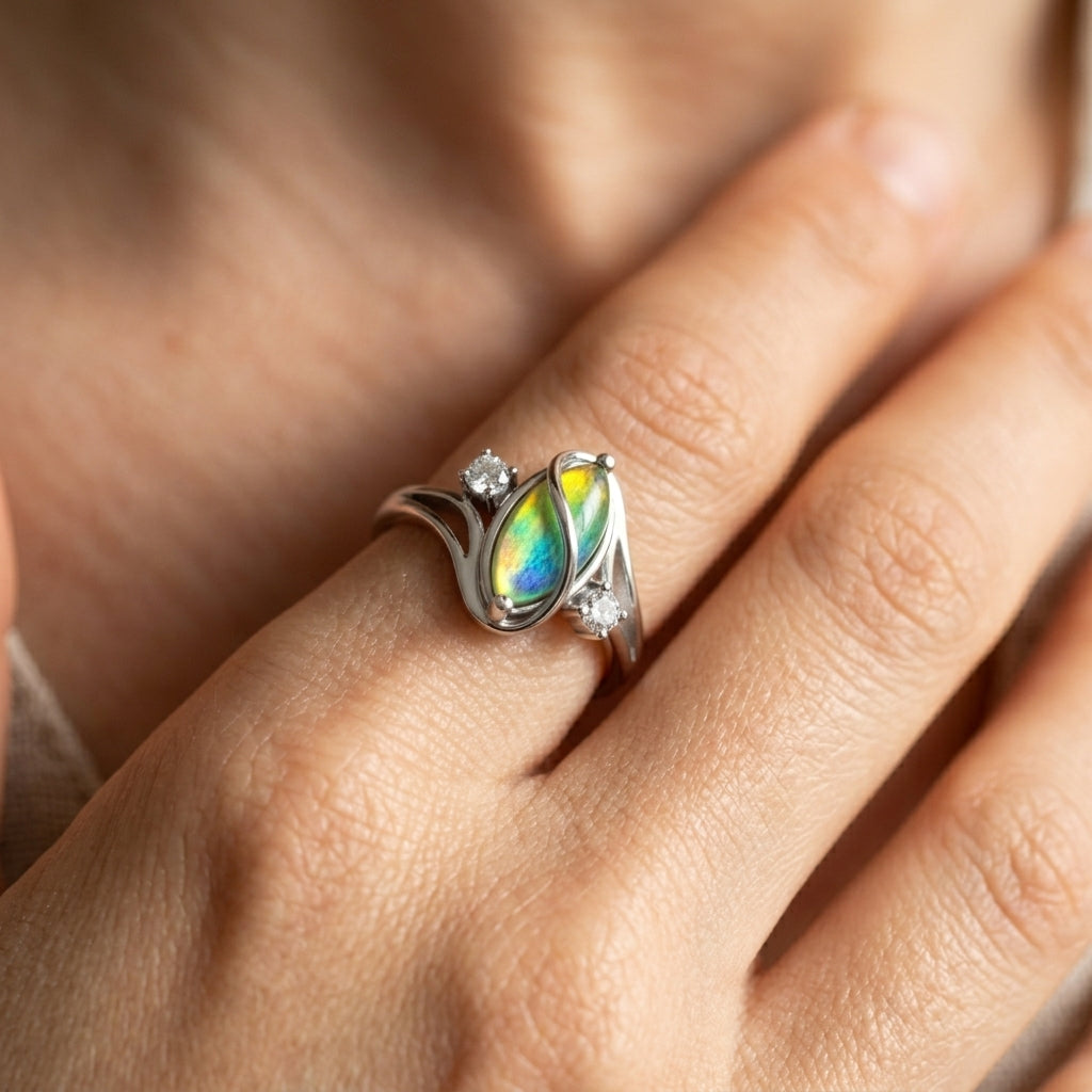 Vintage Inspired Diamond Accented Mood Ring