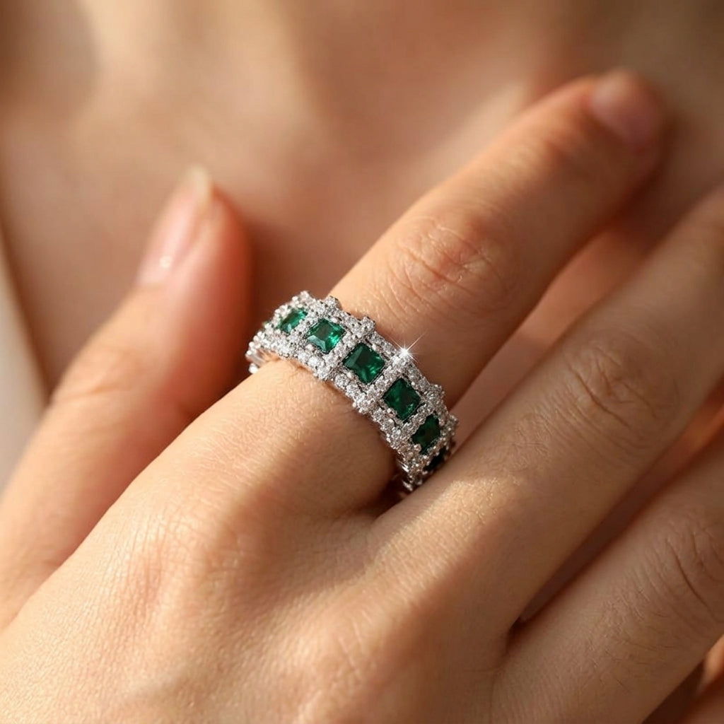 Statement Emerald & Diamond Accented Ring