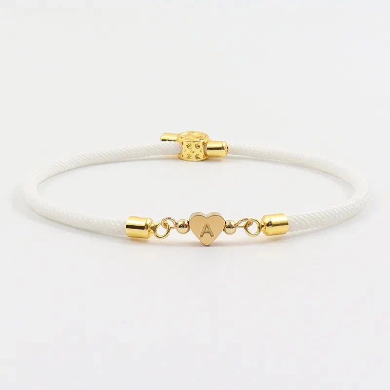 Adjustable Heart Letter Initial Bracelets
