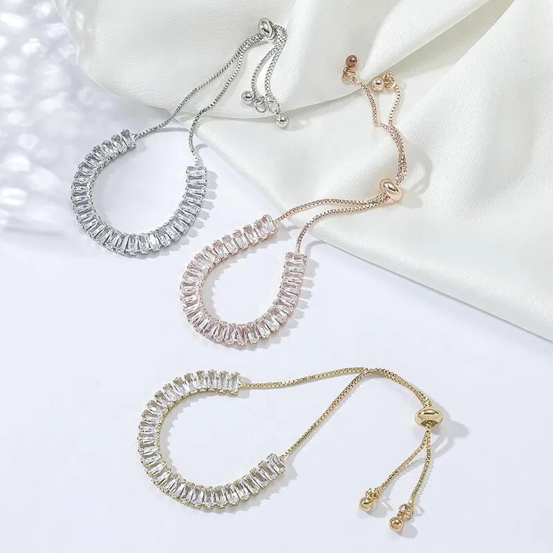 Baguette Crystal Adjustable Tennis Bracelets