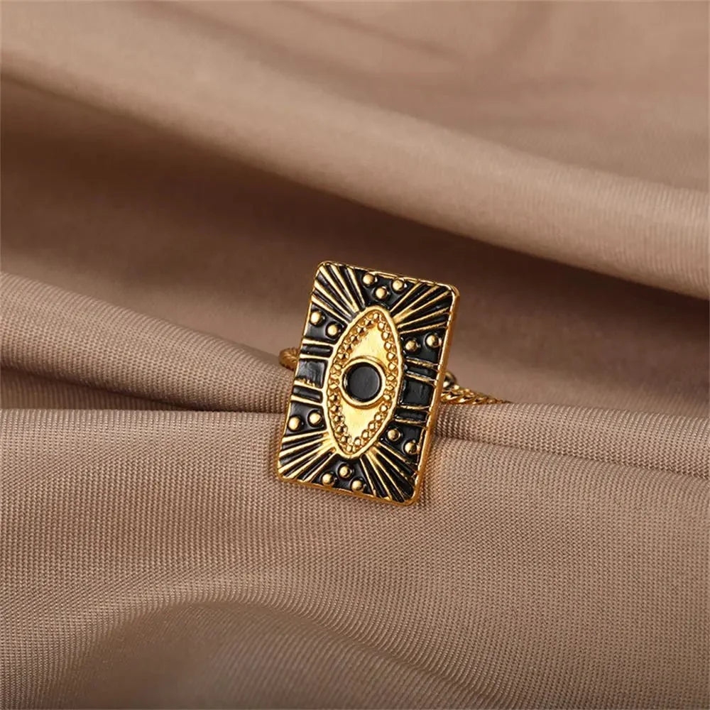 Classy Evil Eye Heart & Rectangle Rings