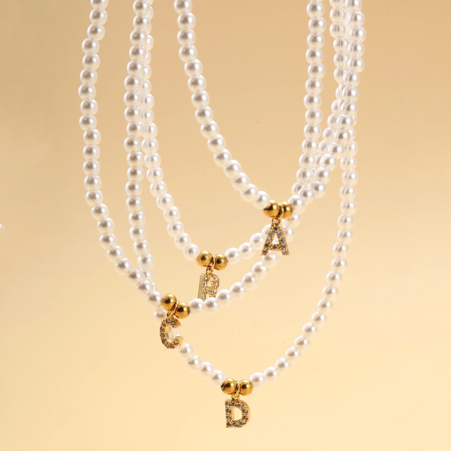 Classy Pearl Dainty Initial Letter Necklace