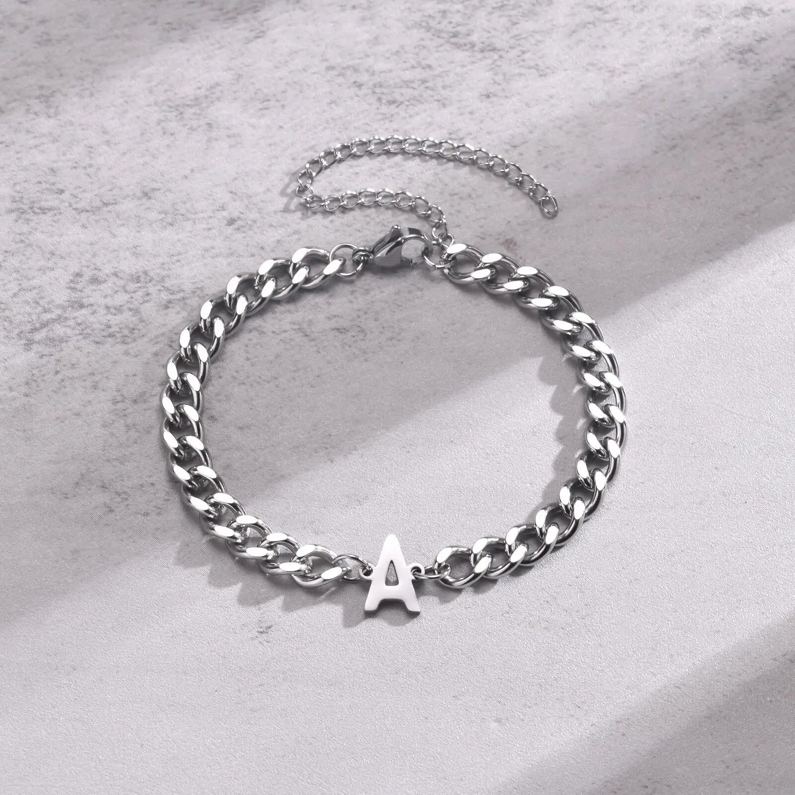 Couples Letter Initial Cuban Bracelet