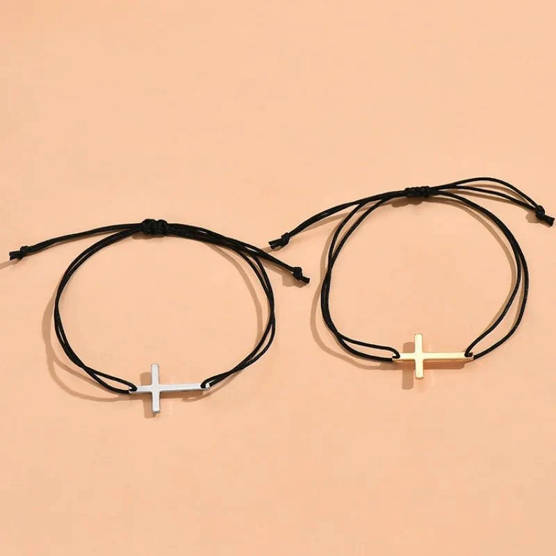 Couples Minimal Cross Bracelets