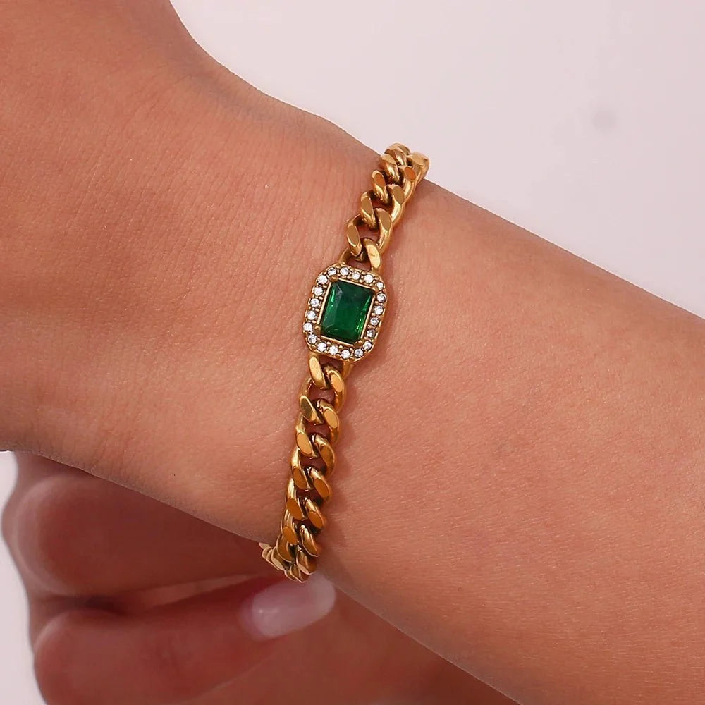 Cuban Chain Square Cut Diamond Choker and Bracelet