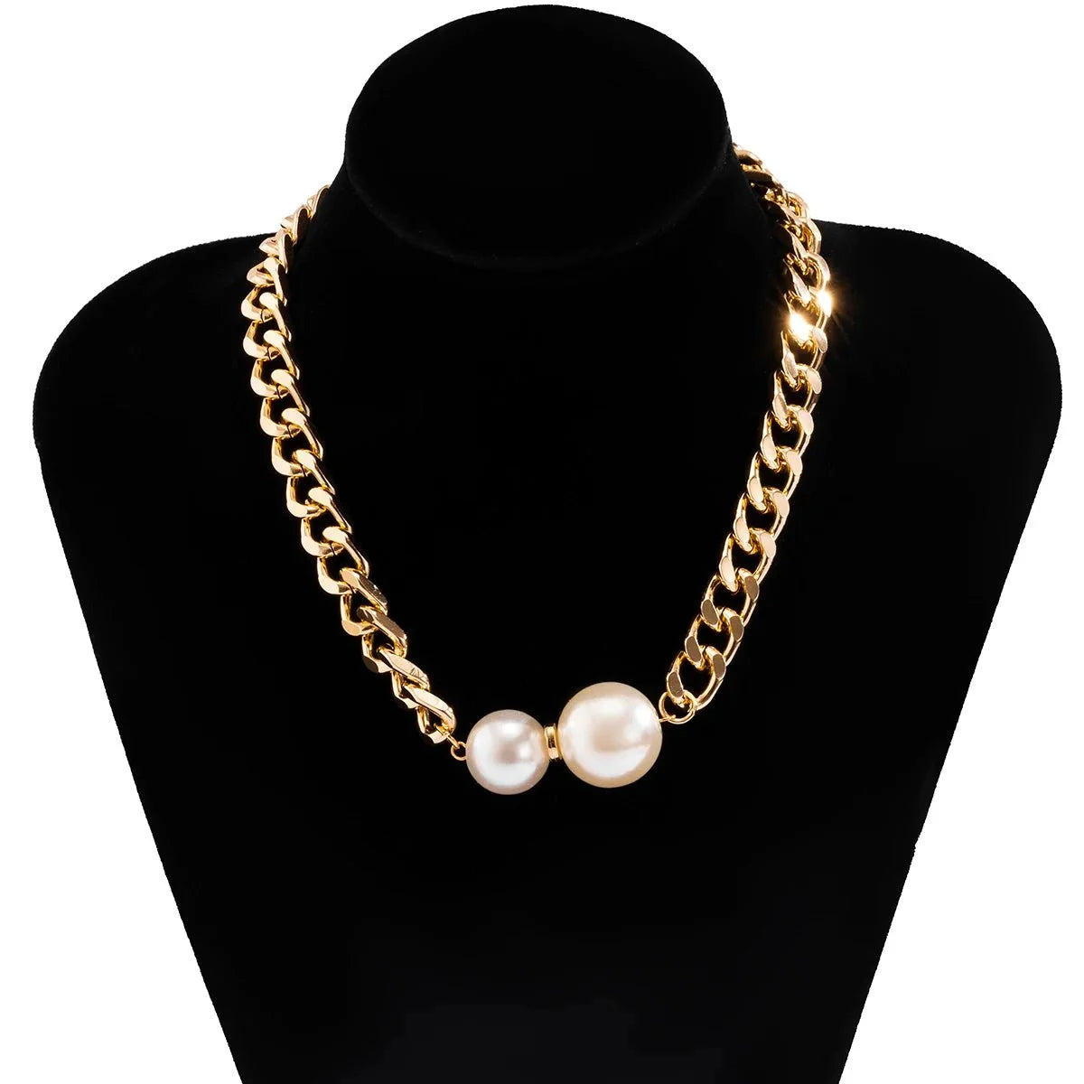 Cuban Link Chain Pearl Ends Necklace