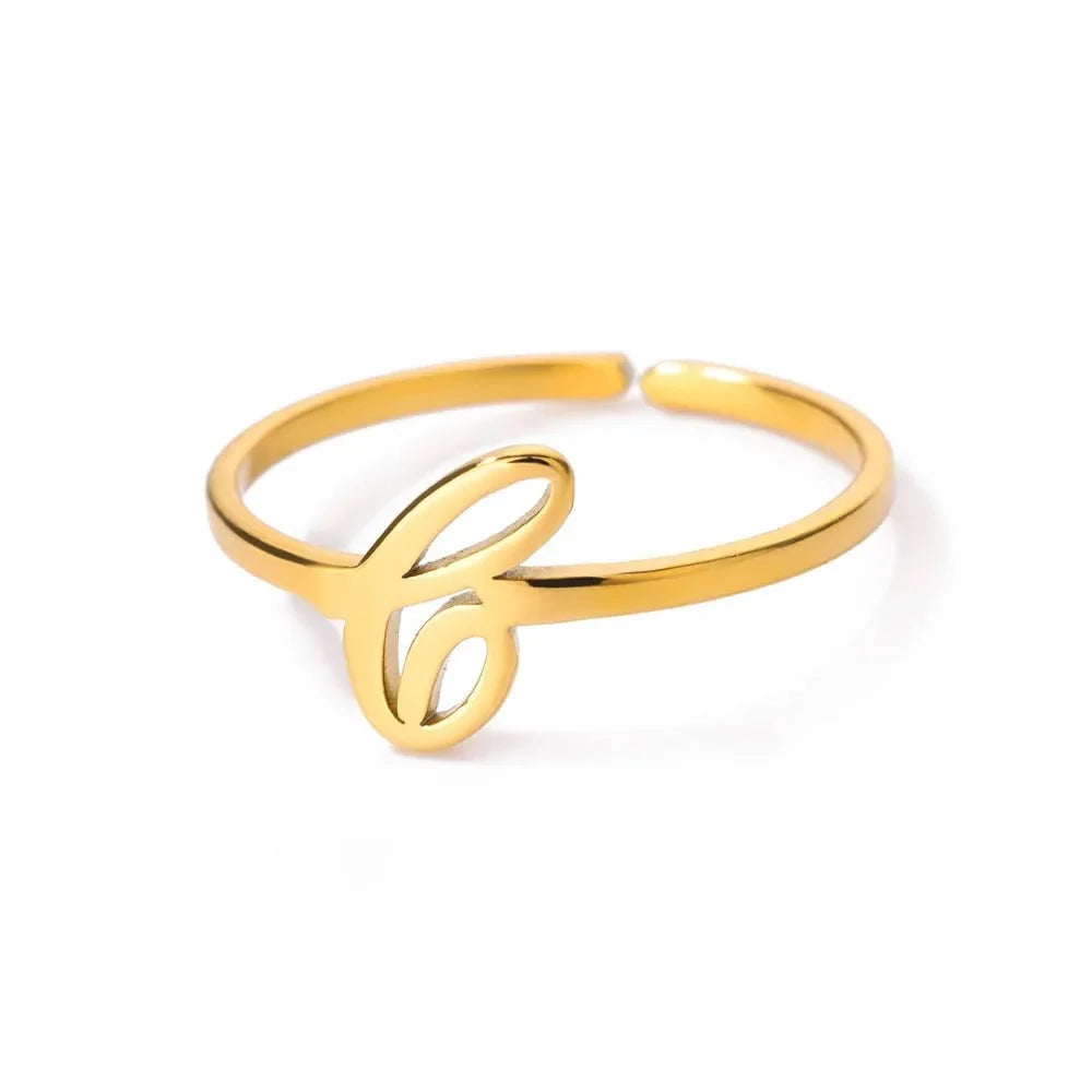 Dainty Adjustable Classy Letter Initial Rings