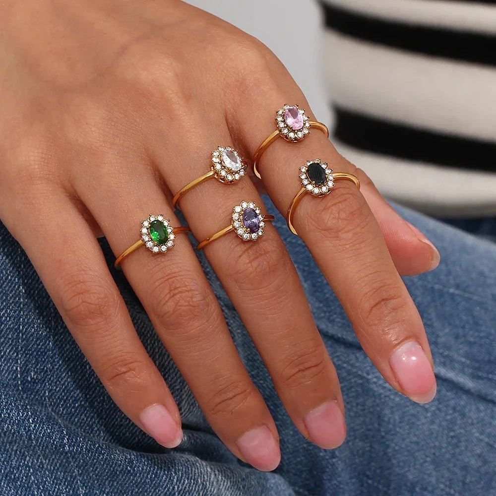 Dainty Adjustable Oval Diamond Rings