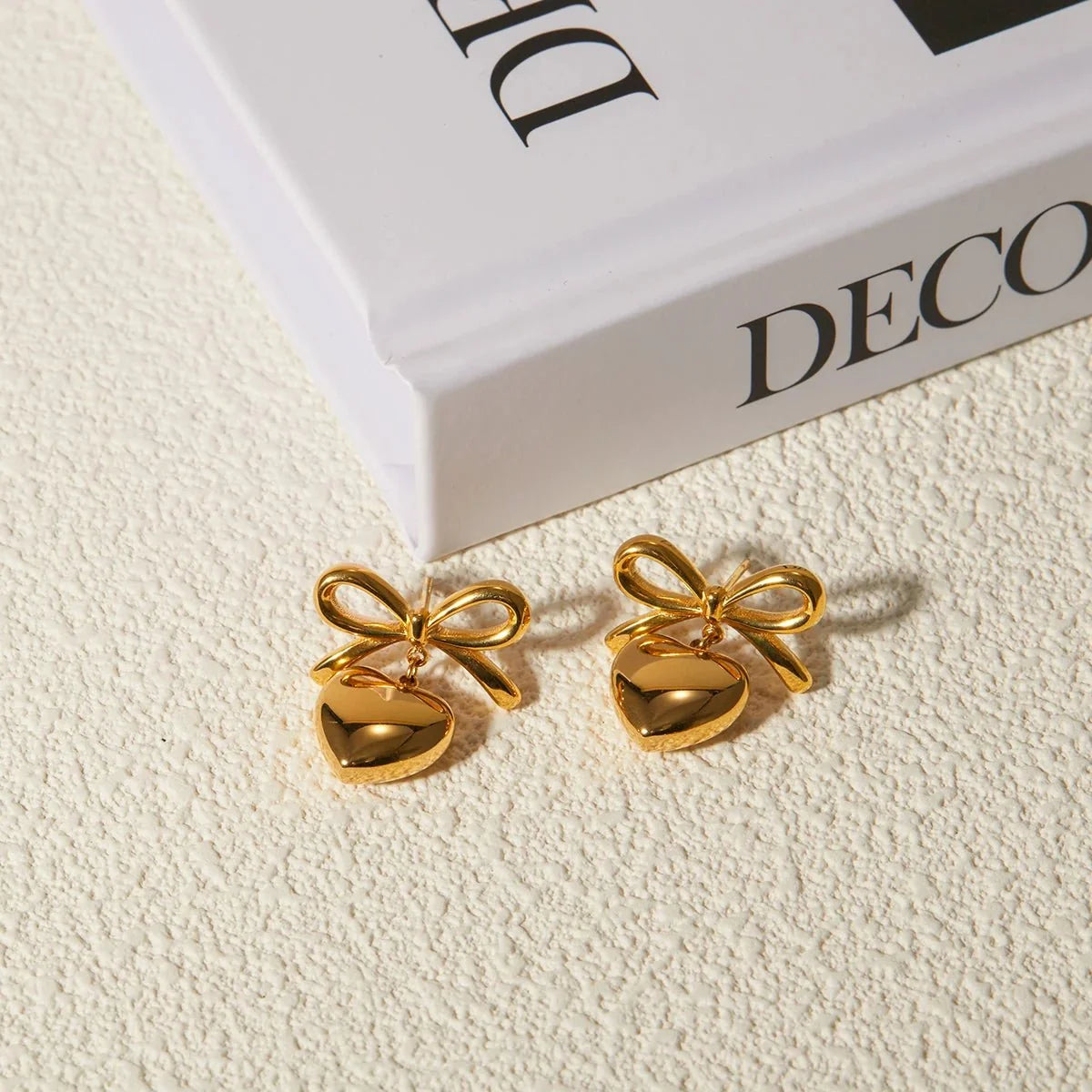Dainty Bow Heart Earrings