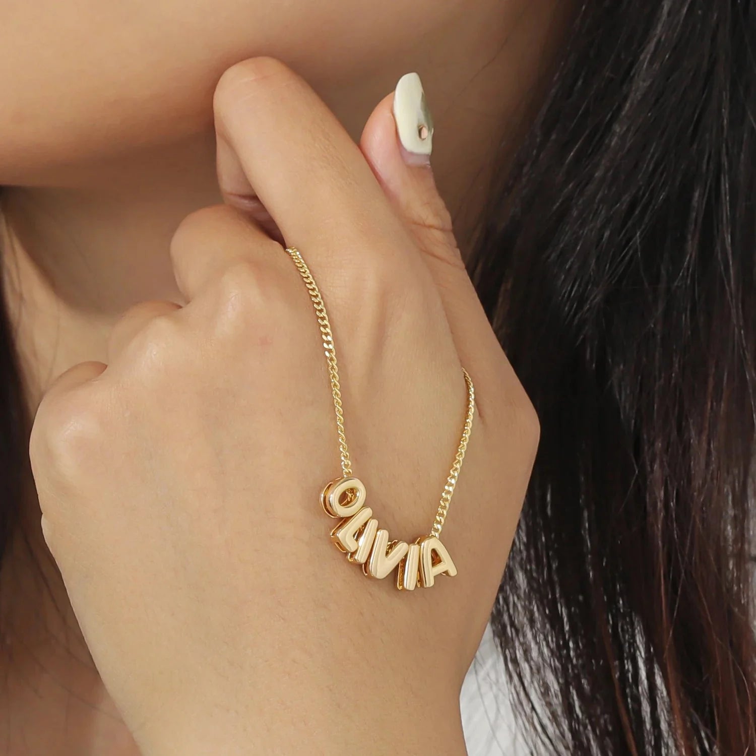 Dainty Bubble Letter Name Necklace