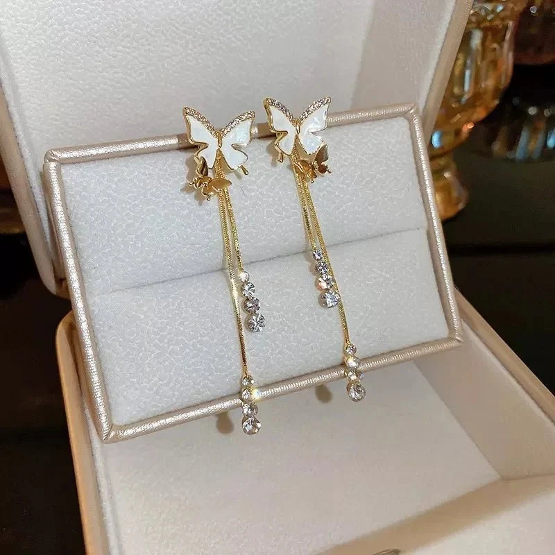 Dainty Butterfly Dangle Earrings