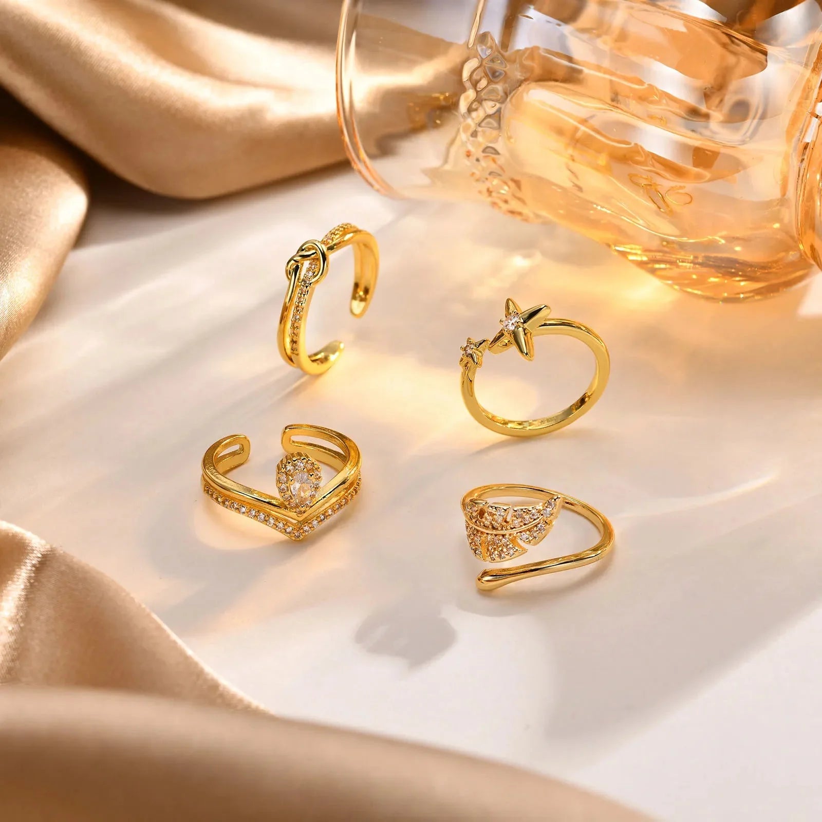 Dainty Diamond Adjustable Ring Stacks