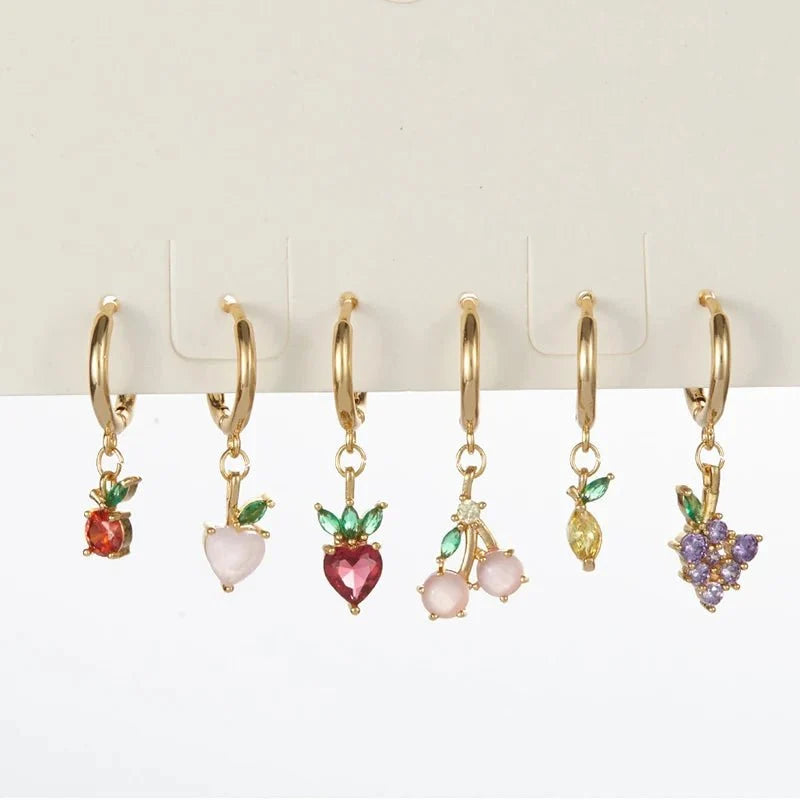 Dainty Fruit Hoop & Stud Earrings