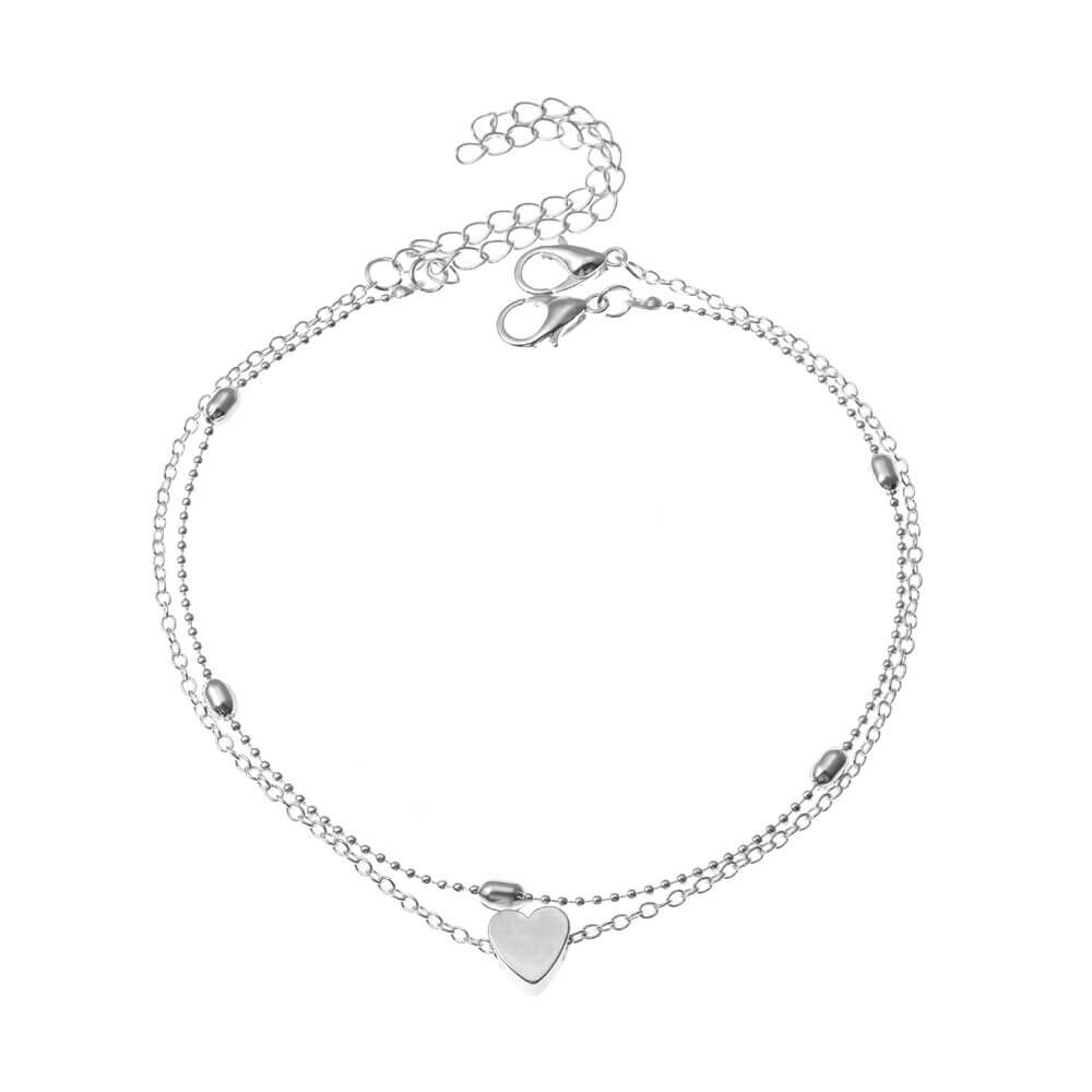 2pc Dainty Heart Anklet Set