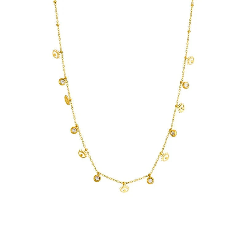 Dainty Minimal Evil Eye Diamond Necklace