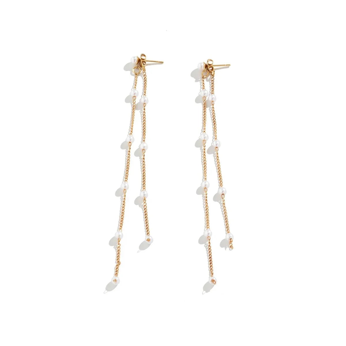 Dainty Pearl Long Tassel Earrings