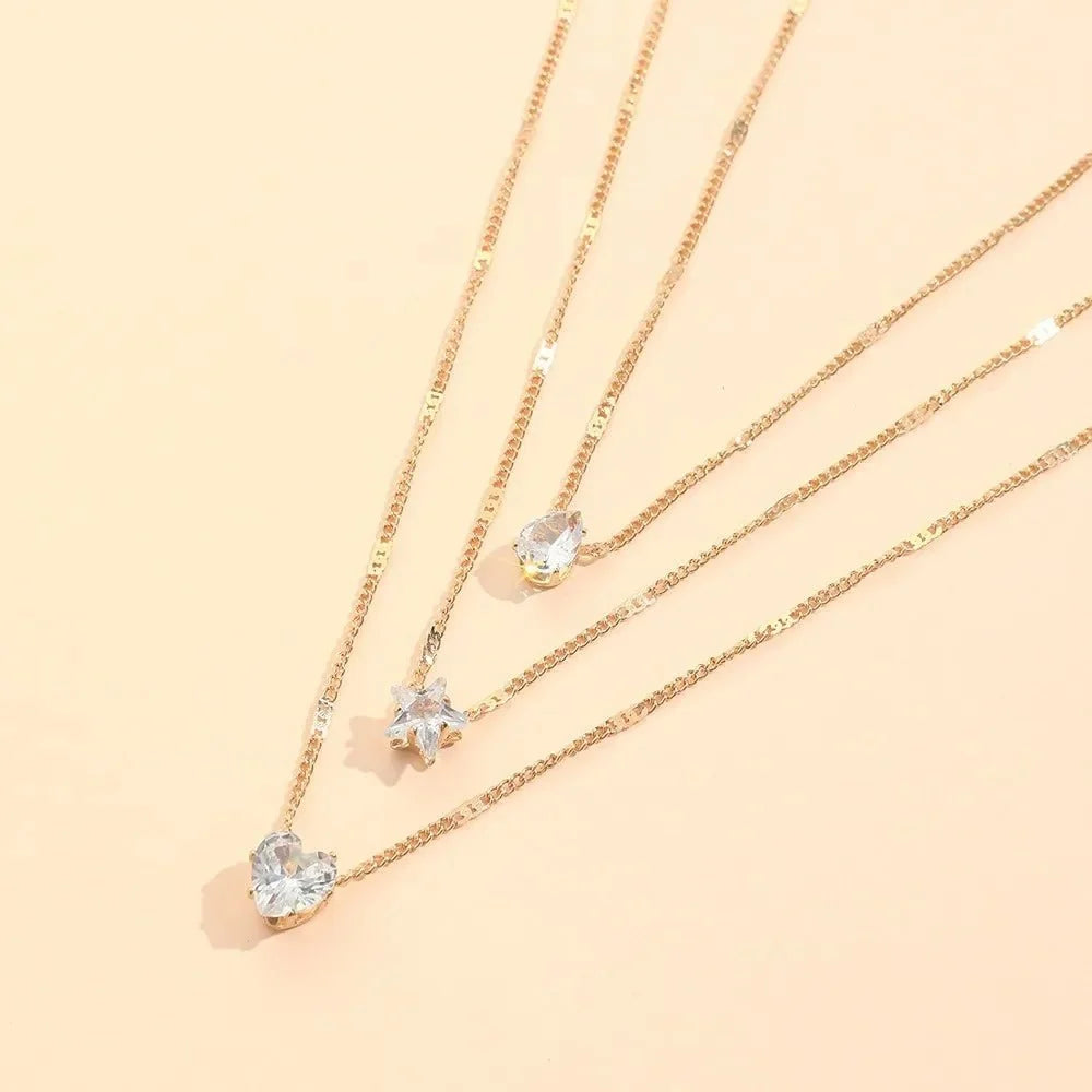 Dainty Shaped Diamonds Necklace Stack