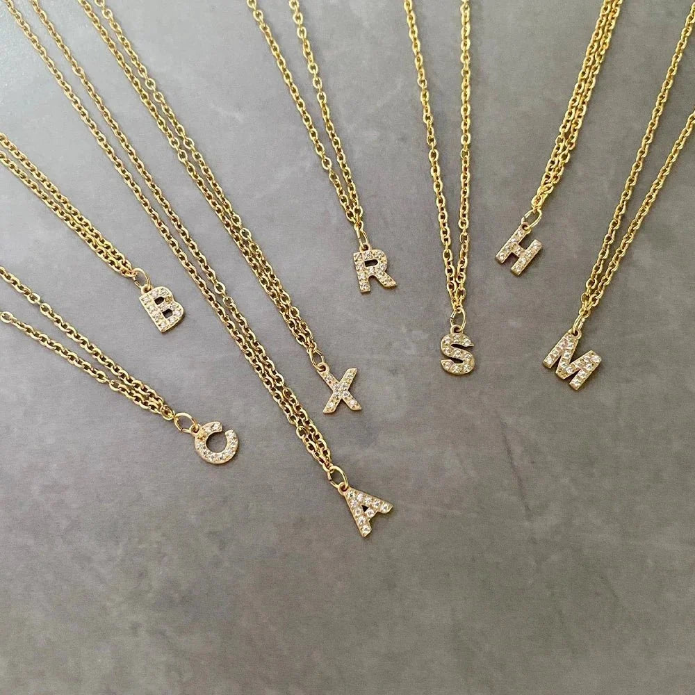 Dainty Zircon Letter Initial, Number, Symbol Chain Necklace