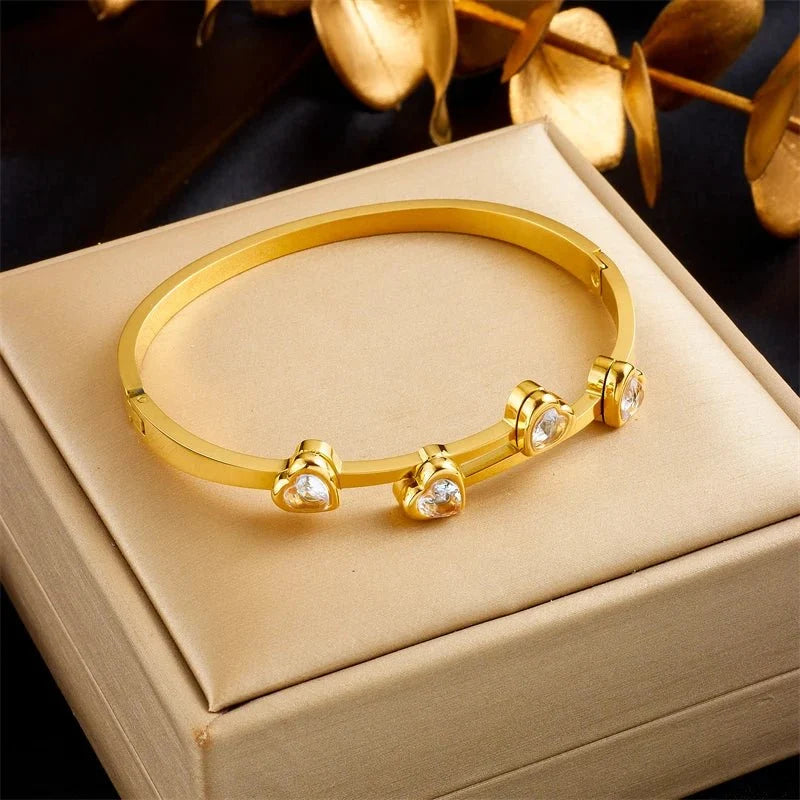 Diamond Heart Cuff Bracelet