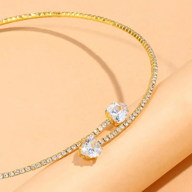 Diamond Heart Open Choker Necklace