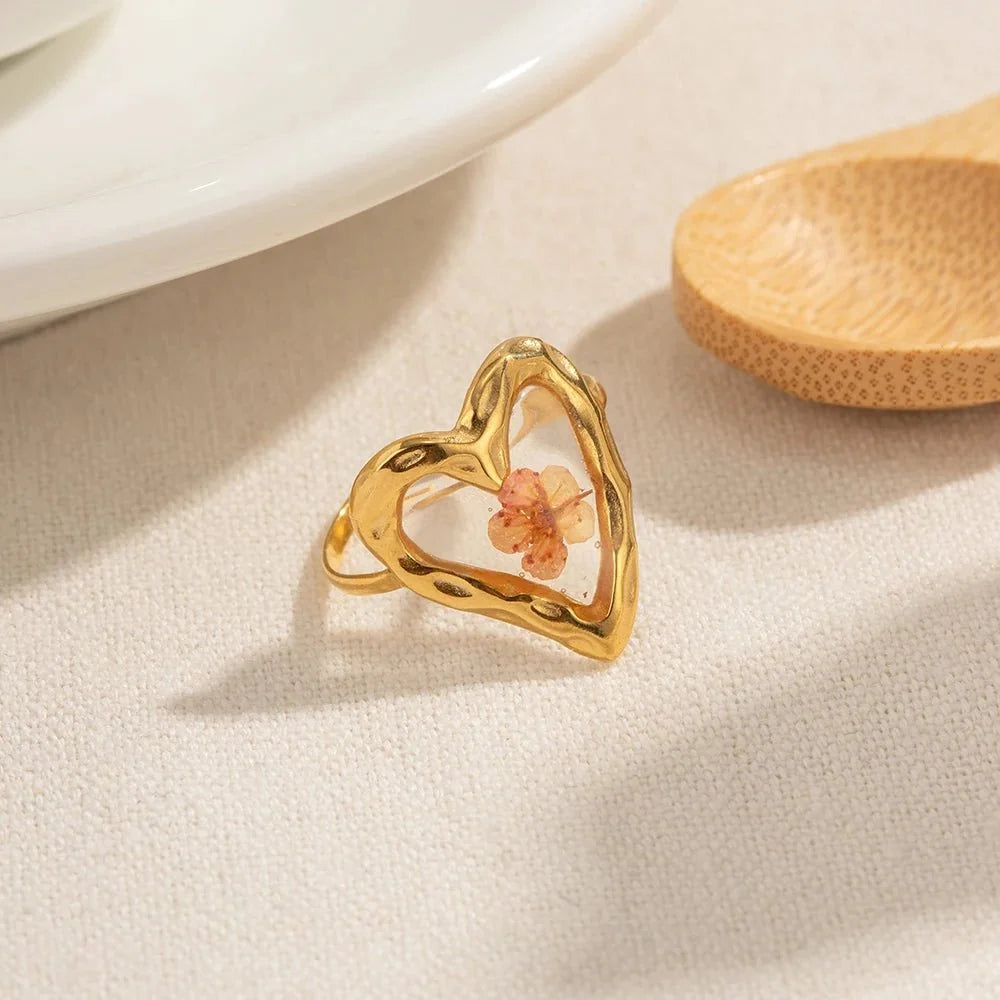 Elegant Floral Adjustable Rings