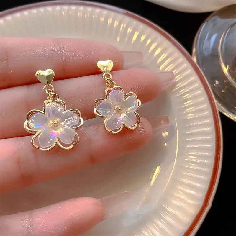 Elegant Gold Accented Floral Earrings