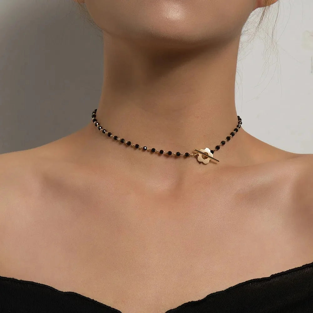 Floral Choker Flower Clasp Necklace
