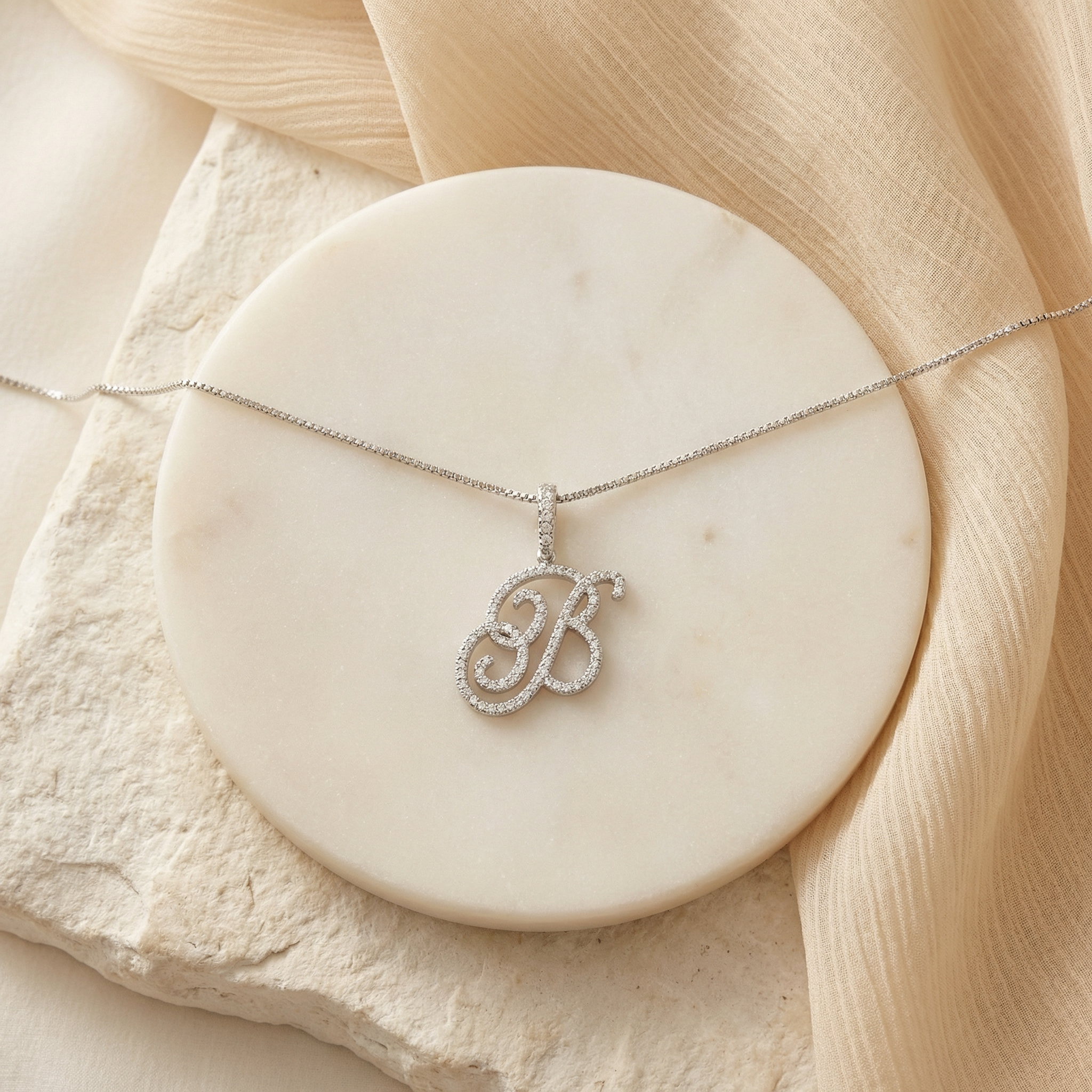 Luxe Cursive Diamond Accented Initial Necklace