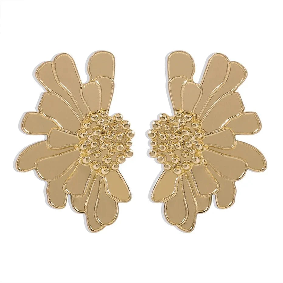 Half Flower Enamel Earrings