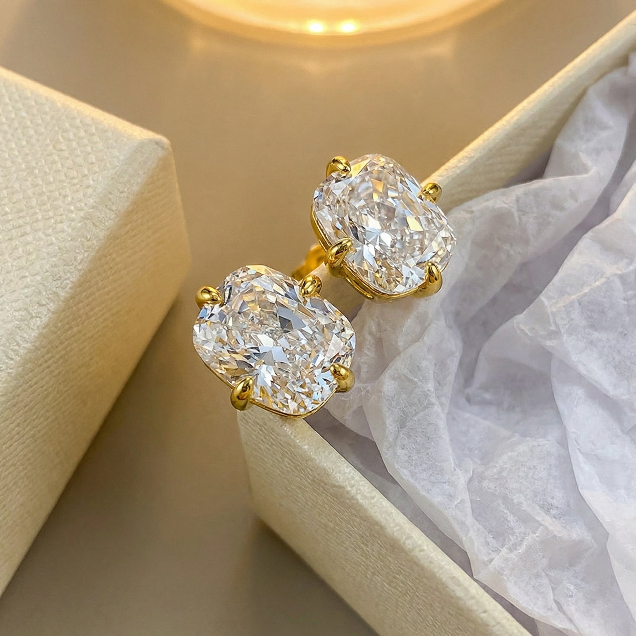 Chunky Rectangle Diamond Stud Earrings