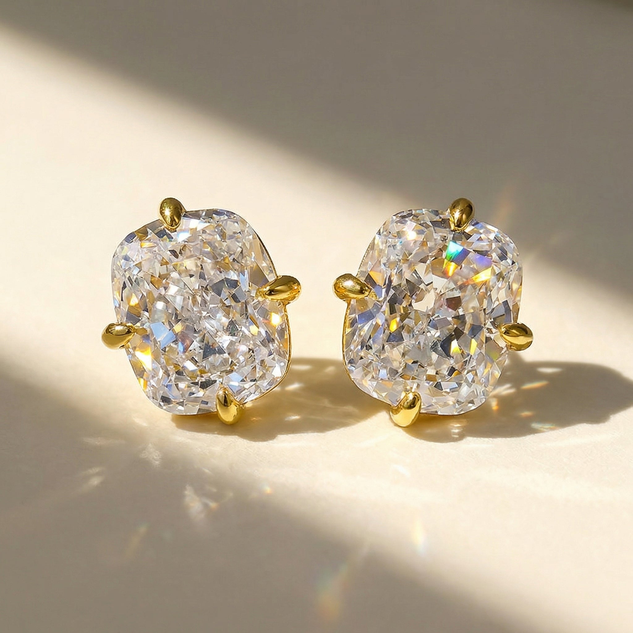 Chunky Rectangle Diamond Stud Earrings
