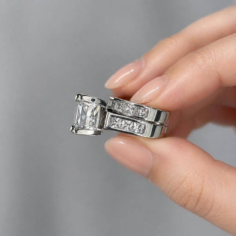 2pc Square Cut Diamond Ring Stack