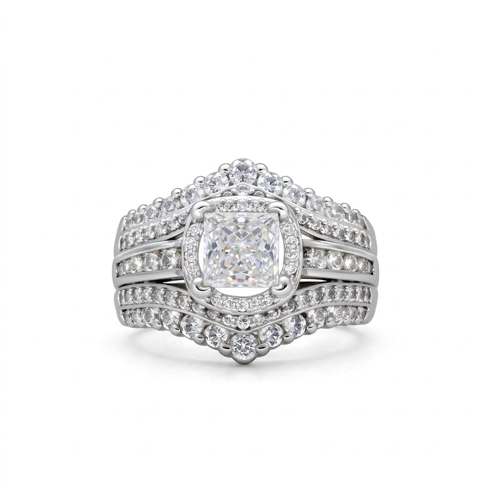 Statement Princess Cut Square Center Ring