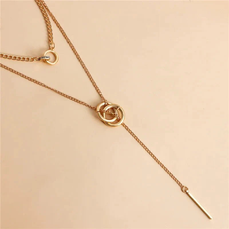 Layered Dual Circle Chain Necklace