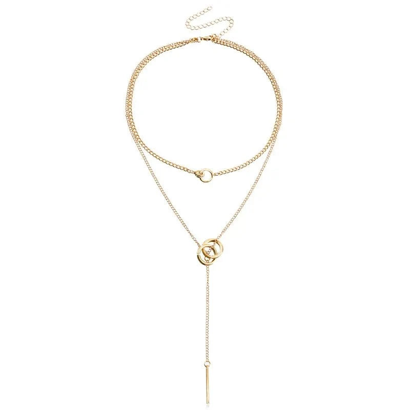 Layered Dual Circle Chain Necklace