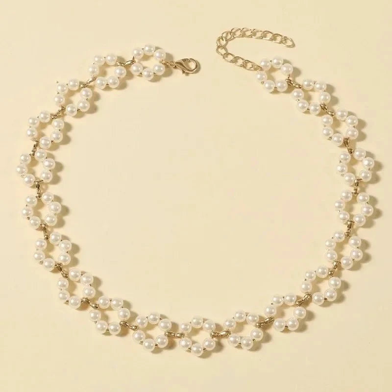 Pearl Floral Daisy Choker Necklace