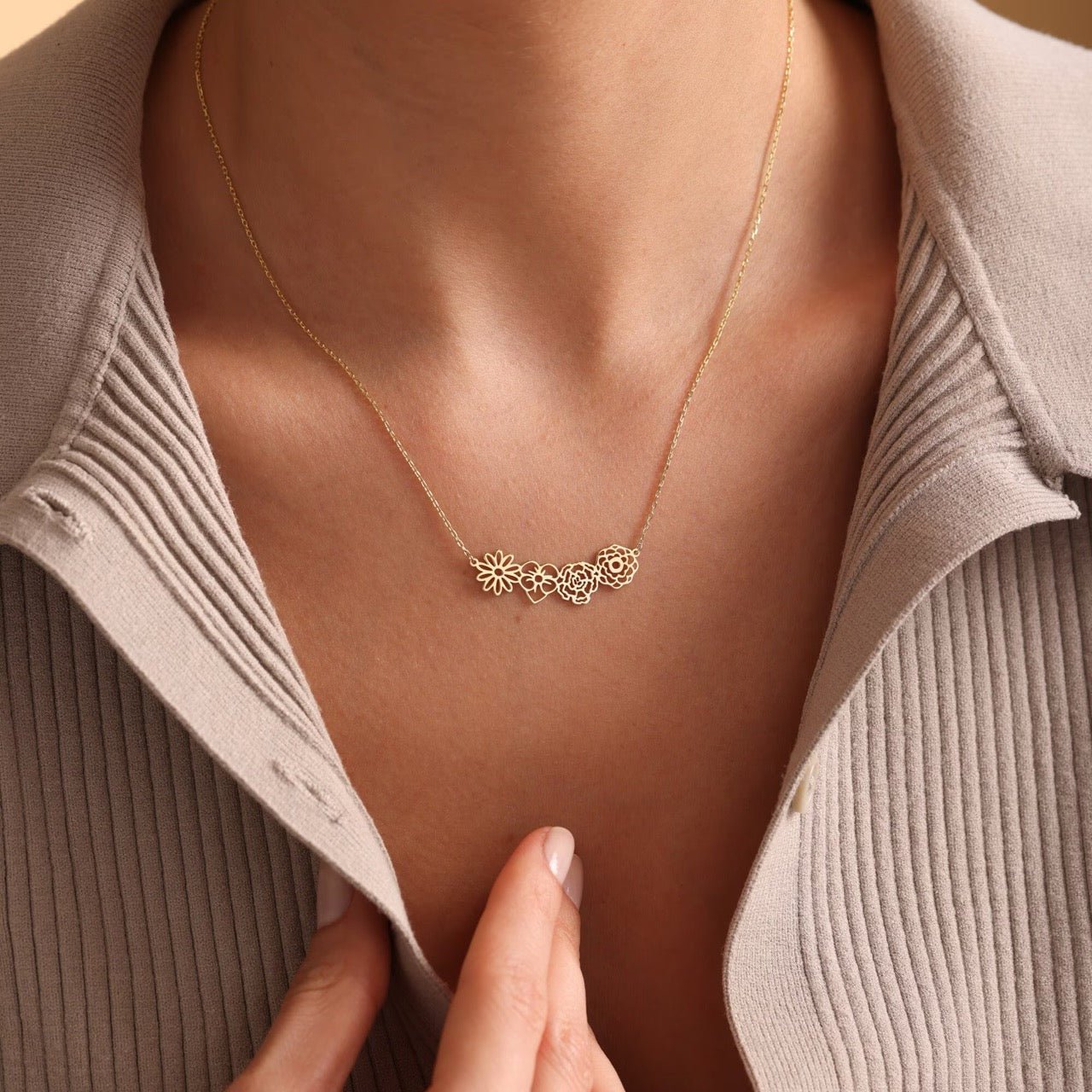 Personalized Birth Flower Chain Bracelet & Necklace