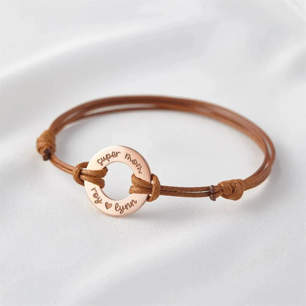 Personalized Name Disc Rope Bracelet