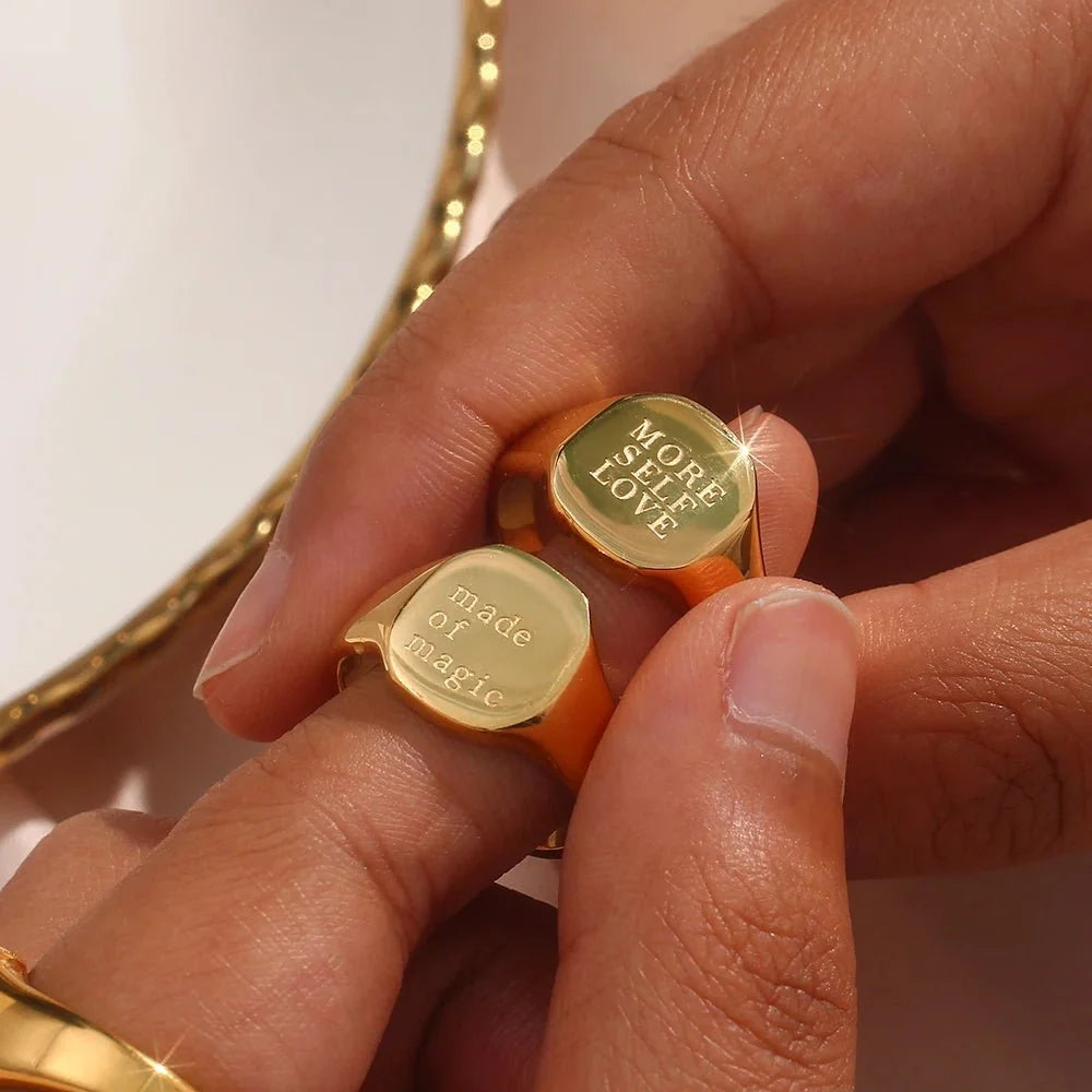 Positive Affirmation Engraved Rings